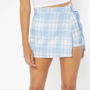 Plaid   wrap skort , mini skirt, short skirt academia 2 piece